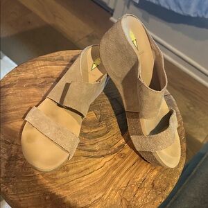 Volatile Beige Suede Wedge Sandals